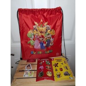 Super Mario Drawstring Bag My Nintendo Includes Stickers Pin Patches Brand New